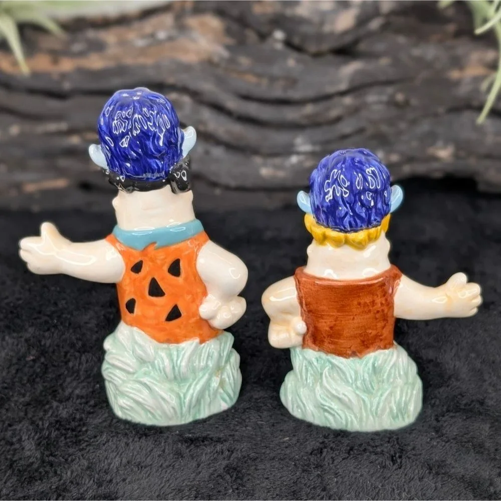 Vintage Fred Flintstone and Barney Rubble Salt & Pepper Shakers - Hanna Barbera